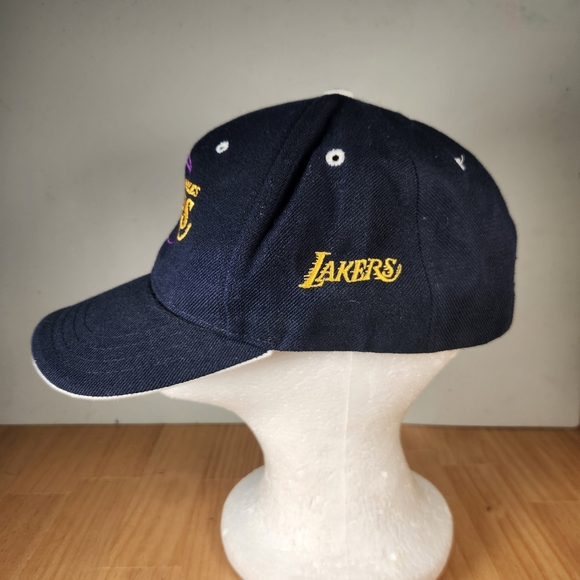 Lakers Hat Cap Black Wool Blend Strap Back Adjustable NBA Basketball - Picture 2 of 8